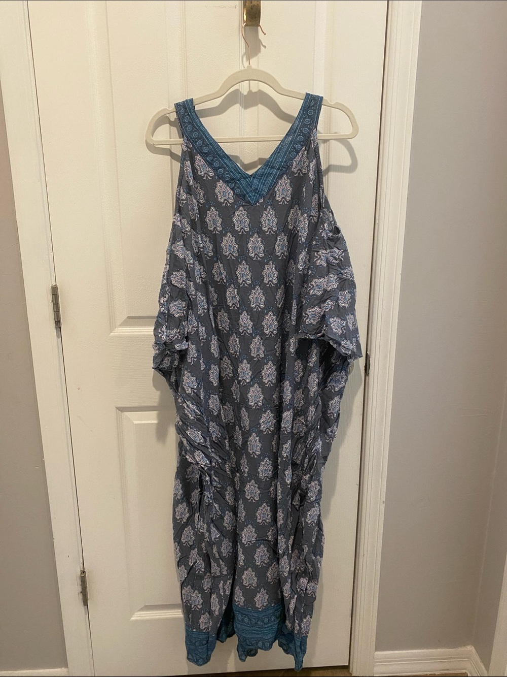 Bali Queen One Size Boho Blue Printed Maxi Dress